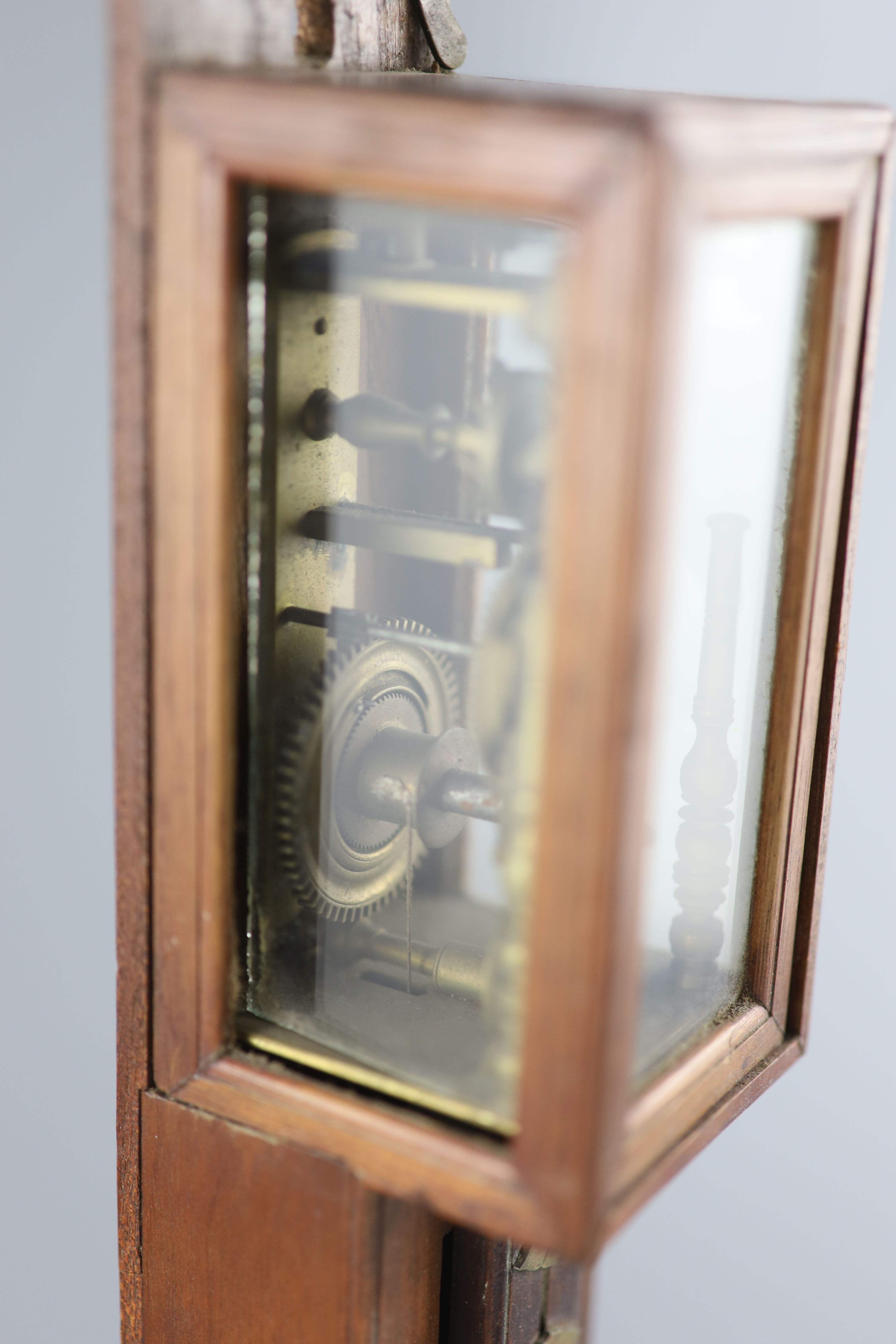 A Japanese shitan wood wall clock, shoku dokei, 19th century, Provenance - A. T. Arber-Cooke